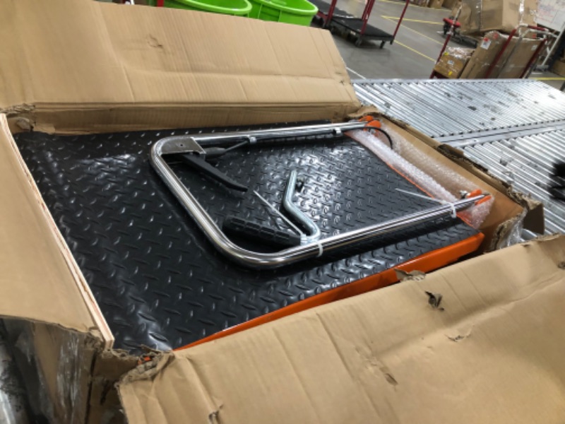 Photo 1 of (unfunctional hydraulic) )VEVOR TF15 Hydraulic Lift Table Cart, 330lbs Capacity 28.5" with 4 Wheels and Non-Slip Pad, for Material Handling and Transportation, Orange
