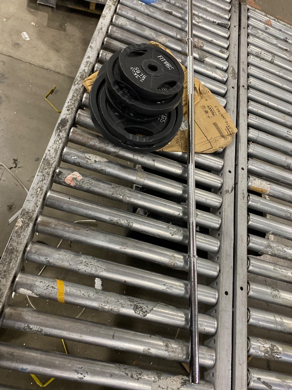 Photo 1 of 1 Inch Standard Barbell Weight Plates and Bar Set, 5 FT Barbell Bar and 85 LB(2.5-25 LB) Barbell Weight Set for Home Gym Strength Training, Rubber Coate Design