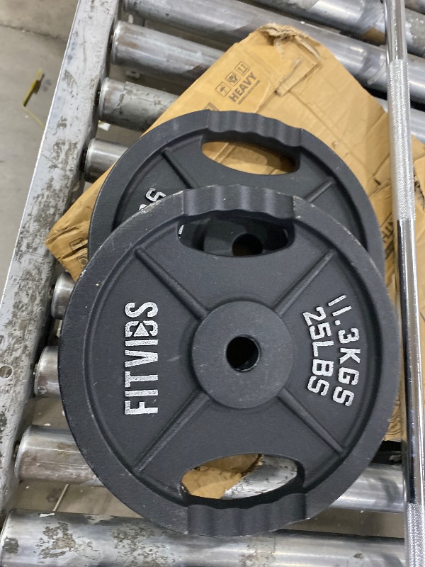 Photo 1 of 1 Inch Standard Barbell Weight Plates and Bar Set, 5 FT Barbell Bar and 85 LB(2.5-25 LB) Barbell Weight Set for Home Gym Strength Training, Rubber Coate Design