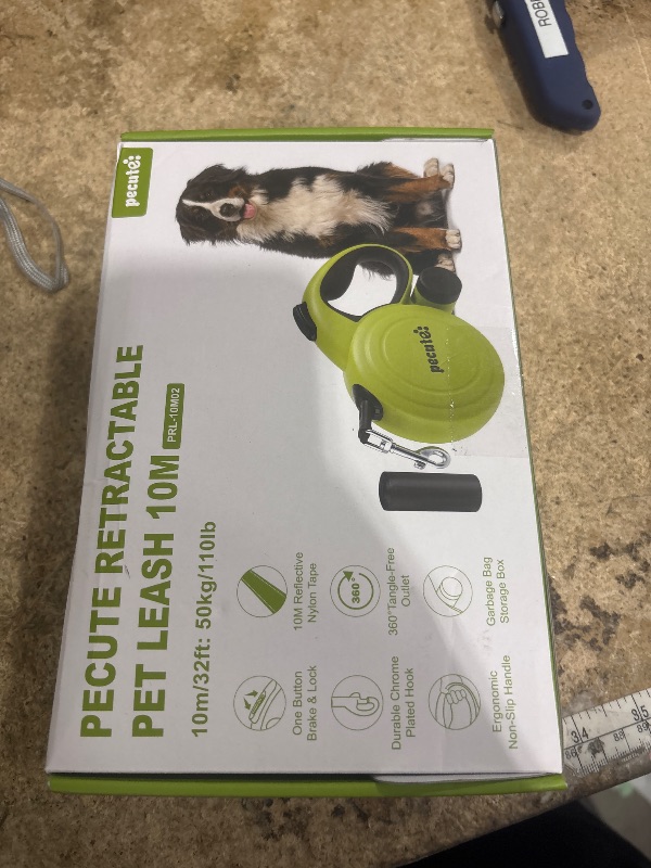 Photo 1 of ***(MISSING POOP BAG HOLDER)***32ft Retractable Dog Leash with Reflective Strips, One-Button Control & Sturdiness Nylon Material, Long Leash Retractable with Poop Bag Holder for Medium Large Dog