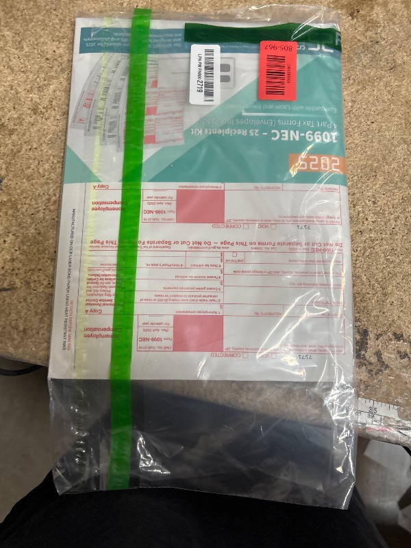 Photo 1 of 1099 NEC Forms 2025 with Envelopes, 25 2025 1099 NEC Tax Forms, 4 Part Kit, with 3 1096 Included with 25 Self Seal Envelopes1069805968
LPNPMFH1218933