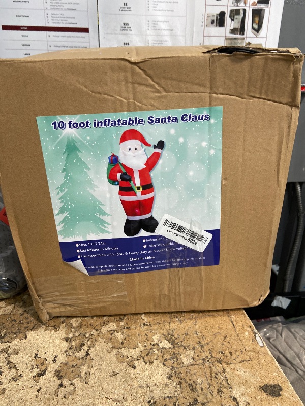 Photo 1 of 10 Foot Christmas Inflatable Santa Claus Carries The Package Christmas Blow up Indoor Outdoor Yard Decoration- WM - 10