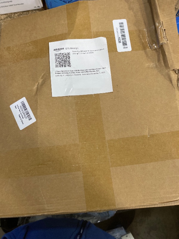 Photo 1 of [ 12pcs Set ] Glass Cups with Bamboo Lids and Glass Straw - Beer Shaped Drinking Glasses, 16 oz Iced Coffee Glasses, Cute Tumbler Cup for Smoothie, Boba Tea, Whiskey, Water - 4 Cleaning Brushes