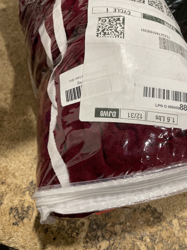 Photo 1 of ?Clearance? Sectional Couch Covers for L Shaped Chaise Lounge 1 Piece Separate Cushion Couch Universal Replacement Large Checkered Furniture Protector with Elastic Bottom (Chaise Cover, Wine Red)