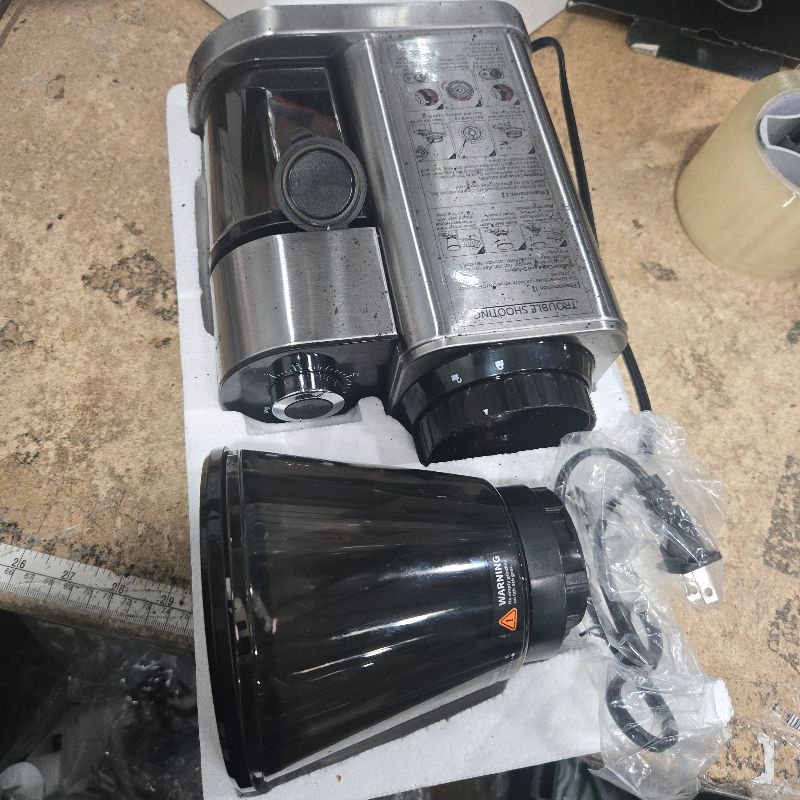 Photo 1 of **USED** Aromaster Burr Coffee Grinder with 48 Gind Settings, Conical Coffee Bean Grinder for Home Use,Stainless Steel,40 Seconds Adjustable Timer,Anti-static,Easy to Clean with Brush