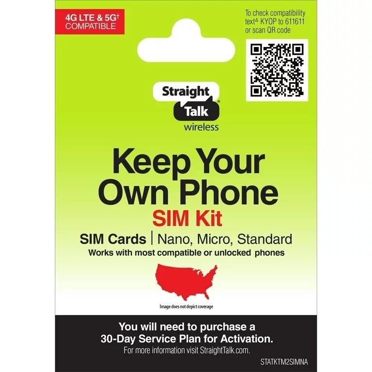 Photo 1 of 
Straight Talk Keep Your Own Phone SIM Kit No Airtime - Prepaid
