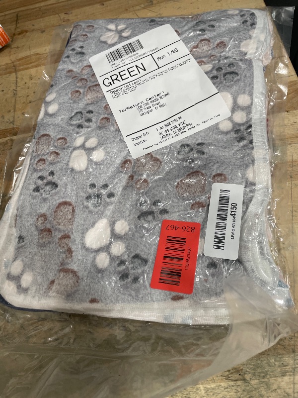 Photo 1 of 1 Pack 3 Blankets Super Soft Fluffy Premium Fleece Pet Blanket Flannel Paw Printed Throw for Dog Puppy Cat (Medium 30x20'', Beige, Grey, Navy)