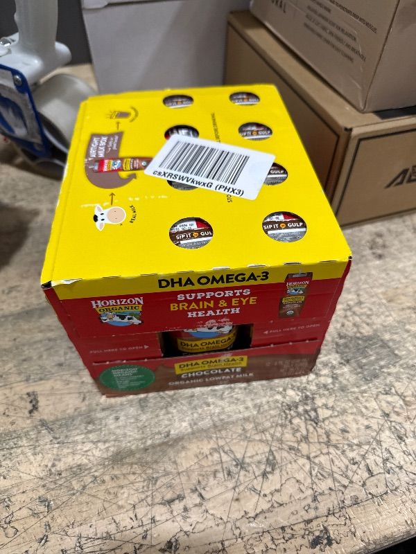 Photo 1 of 1/26 Horizon Organic Shelf Stable 1% Lowfat DHA Omega-3 Chocolate Milk Boxes, 8 fl oz, 12 Count - 8g Protein, USDA Organic, Ready to Drink for Lunchbox, Travel, or On-the-Go, No Refrigeration Needed