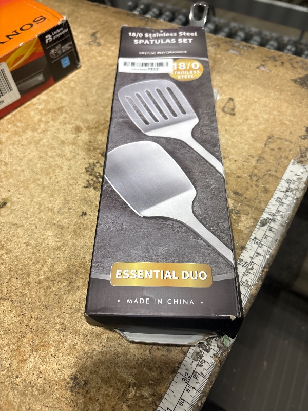 Photo 1 of 2 Pcs Stainless Steel Spatulas Set, Metal Spatula Solid & Slotted Turner, Heavy Duty Sturdy Spatula for Kitchen Use, High Heat Resistant Cooking Utensils for Fish Eggs Pancakes, Easy to Clean, Silver