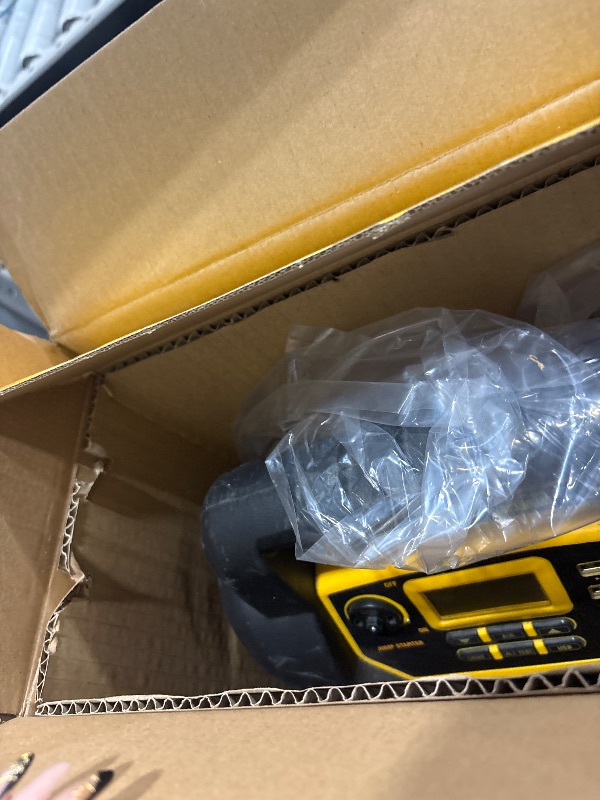 Photo 1 of ***MISSING PARTS***
DEWALT DXAEJ14 Digital Portable Power Station Jump Starter - 1600 Peak Amps with 120 PSI Compressor for Tires, Sports Equipment & Bikes, 15W USB-A and 25W USB-C Power