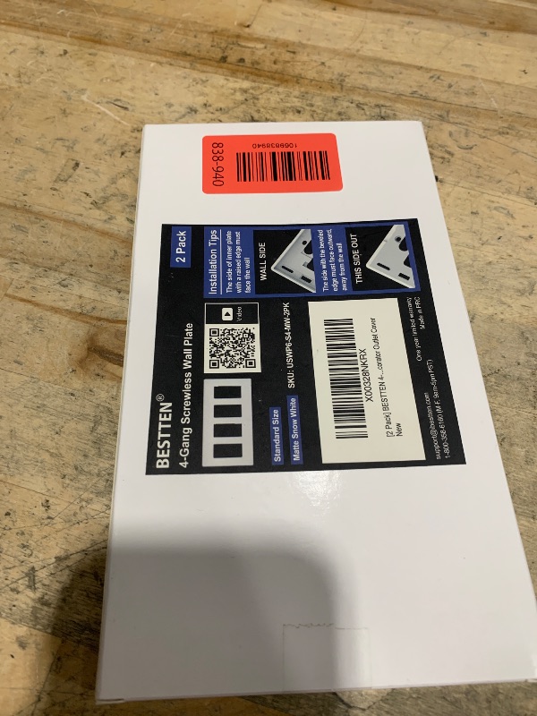 Photo 1 of (2 Pack) BESTTEN USWP6 Matte Snow White 4-Gang Screwless Wall Plate, Decorator Outlet Cover, for Light Switch, Dimmer, USB, GFCI, Receptacle, H4.69” x W8.35”