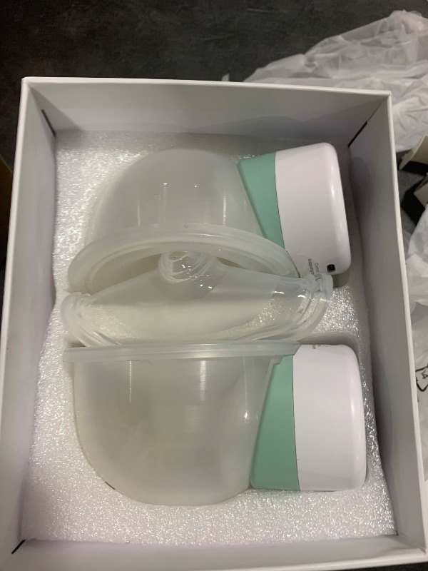 Photo 1 of TSRETE Double Wearable Breast Pump, Electric Hands-Free Breast Pumps with 2 Modes, 9 Levels, LCD Display, Memory Function Rechargeable with Massage and Pumping Mode 24mm Flange-Green