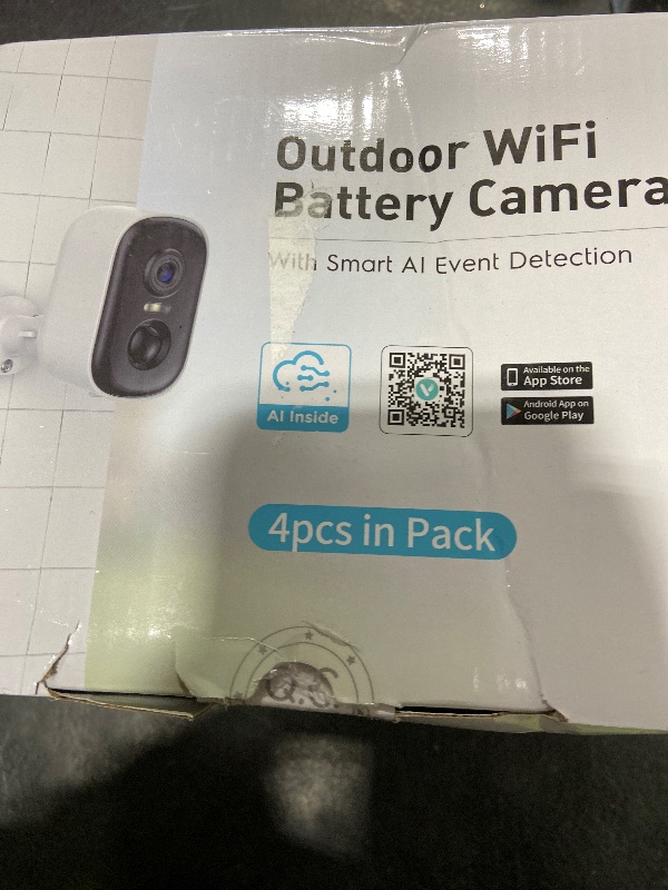 Photo 1 of Outdoor Security Camera Wireless, 2K Battery Powered WiFi Cameras for Home Security with AI Motion Detection, Color Night Vision, Siren Alarm, 2-Way Talk, IP66 Waterproof, Cloud/SD Storage (4 Pack)
