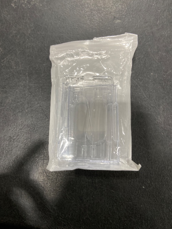 Photo 1 of 2 Pack Hard ID Badge Card Holder, Horizontal or Vertical Heavy ID Card Holder with Keyring and Clip Thumb Slot Clear Card Protector Hard Plastic Card Case for Keychain Office School