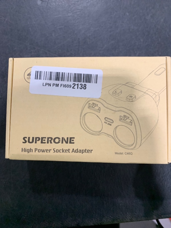 Photo 1 of [2025 Upgraded] Cigarette Lighter Splitter, SUPERONE 180W 2-Socket Cigarette Lighter Adapter with Dual QC3.0 and 20W PD USB C Car Charger Splitter for GPS/Dash Cam/Laptop/iPad/iPhone 17/16/15/14/13/12