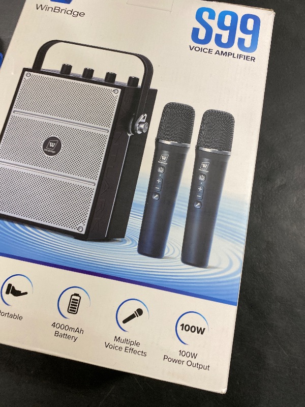 Photo 1 of 100W Powerful Voice Amplifier with 2 Wireless Microphones, Big Pro Sound Portable Speaker with Microphone, Bluetooth Speaker PA System Karaoke Machine Support BT/USB/TF Card/Aux/Guitar S99