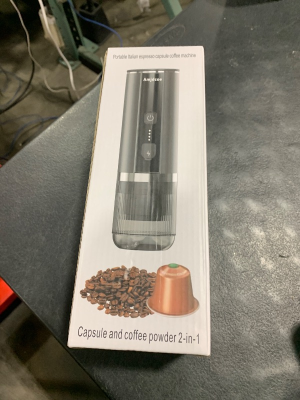 Photo 1 of Amjdcoe Portable Espresso Maker, 20 Bar Electric Espresso Machine for Travel, Camping, Rechargeable USB-C Mini Coffee Maker for NS Capsule Pods and Ground Coffee, Matte Black