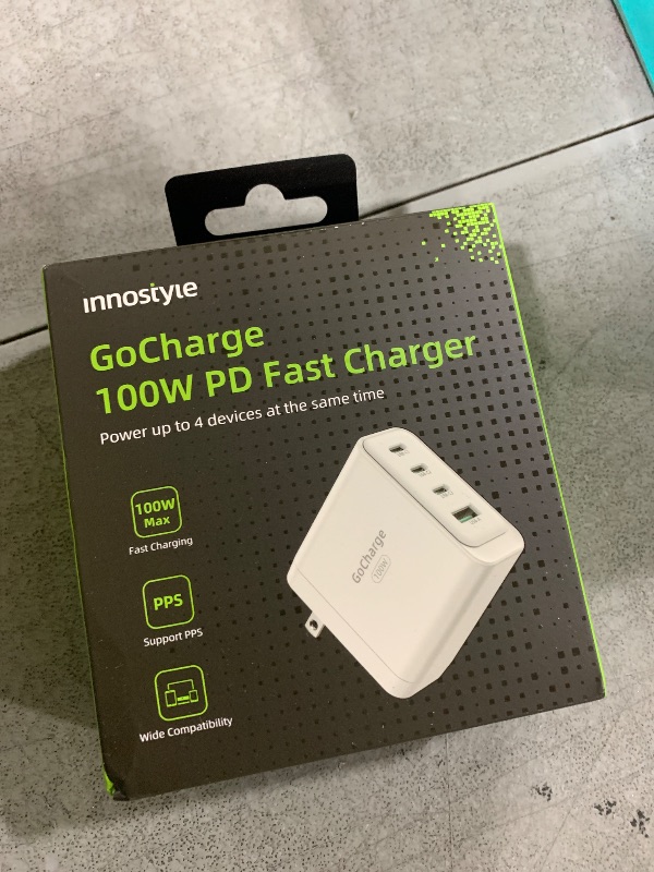 Photo 1 of 100W USB C Charger, Innostyle GaN Wall Charger, 4-Port Compact Fast Wall Charger, for MacBook Pro/Air, Pixelbook, iPad Pro, iPhone 17/16/Pro, Galaxy S25/S24, Note20, Pixel, Apple Watch, and More