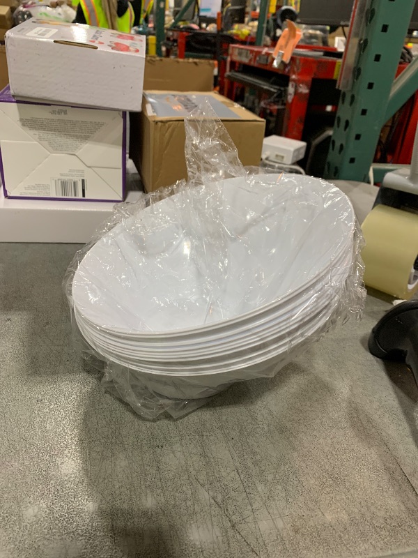 Photo 1 of 12 Pack White Plastic Angle Serving Bowls