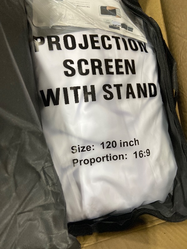 Photo 1 of STWUI Outdoor-Projector-Screen-with-Stand - 120 inch Portable Projector Screen Indoor Outdoor Projector Screens 16:9 4K HD Lightweight Movie Screen with Carry Bag for Backyard Movie Night