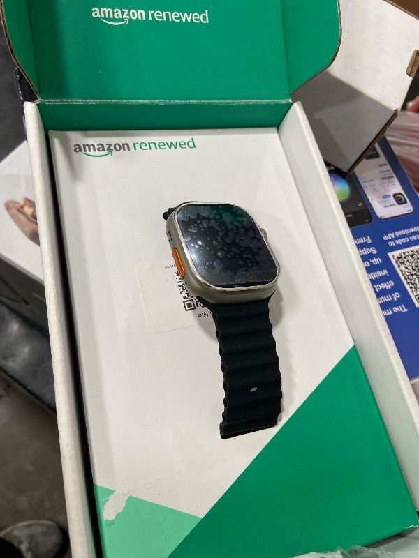 Photo 1 of Apple Watch Ultra [GPS + Cellular 49mm] Titanium Case with Midnight Ocean Band, One Size (Renewed Premium)