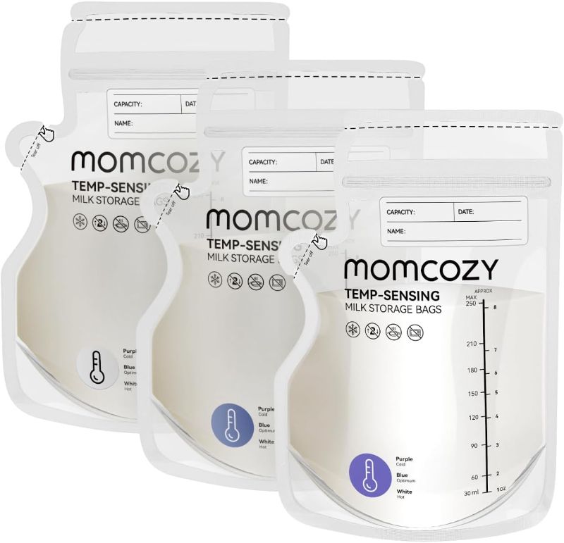 Photo 1 of 
Momcozy Easy Pour Breastmilk Storage Bag, 8Oz, Temp-Sensing Color Change, 120 Count Milk Bag with Self Standing for Breastfeeding, No Leak Presterilized for...