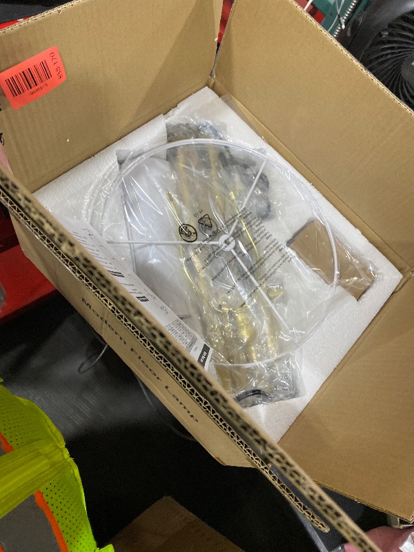 Photo 1 of ?Upgraded?Dimmable Gold Floor Lamps for Living Room, 11W LED Bulb Included, Modern Standing Lamp with Marble Base, Tall Pole Light with White Linen Shade for Bedroom Reading Office Corner Nursery