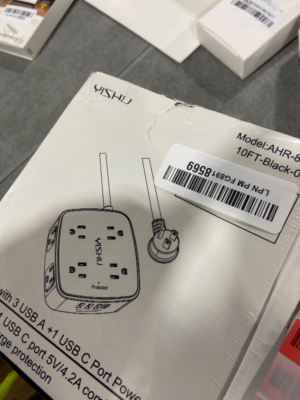 Photo 1 of 10 Ft Surge Protector Power Strip - 8 Widely Outlets with 4 USB Ports, 3 Side Outlet Extender with 10 Feet Extension Cord, Flat Plug, Wall Mount, Desk USB Charging Station, ETL, Black