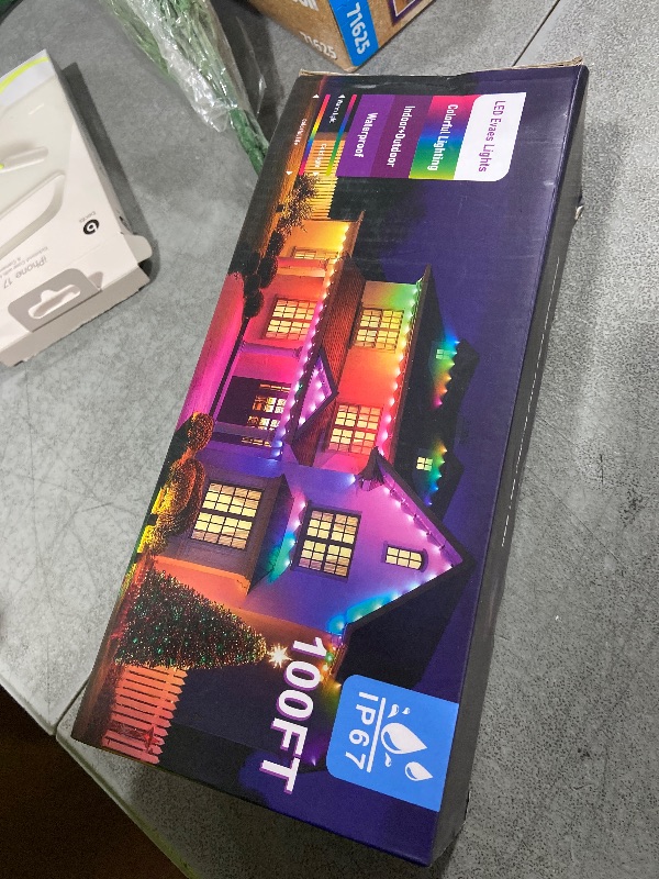 Photo 1 of 100FT Permanent Outdoor Lights for House, 2025 RGB LED Waterproof Christmas Lights Outdoor with Smart APP Remote Control, Outside Eaves Lighting House Decor for Holiday, Halloween, Roof, Party, Daily