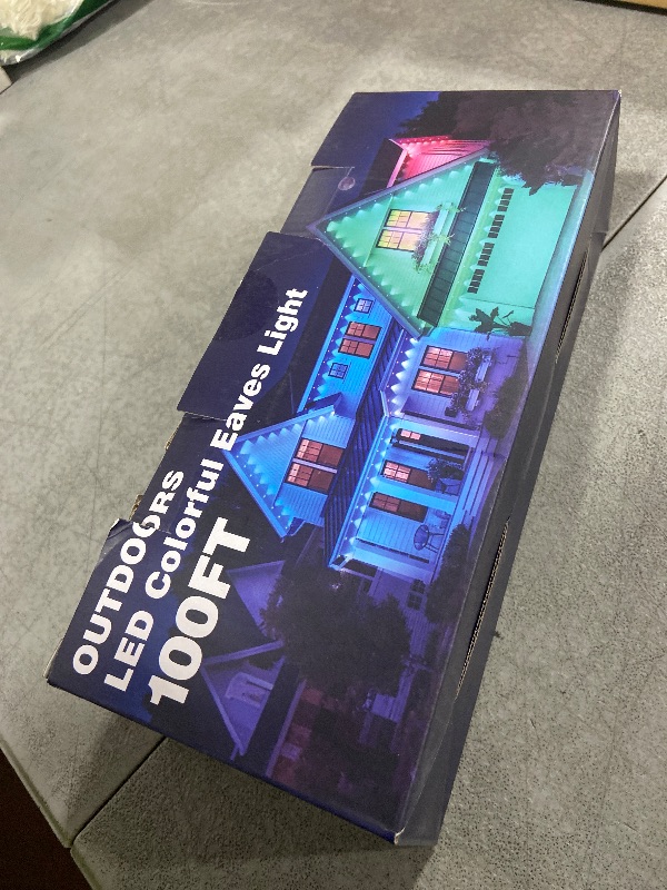 Photo 1 of 100FT Permanent Outdoor RGB Lights - Waterproof Smart LED Eaves Lights with App/Remote Control, Music Sync & DIY Scenes, Perfect for Christmas, Halloween, Parties & Daily Decor, Ideal for House Roof