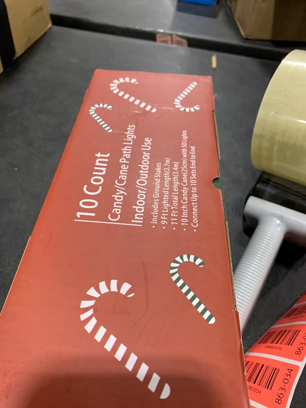 Photo 1 of 10" Christmas Candy Cane Lights (10PCS) for Landscape Decoration,Red & White Pathway Makers Lights (Include Stakes)