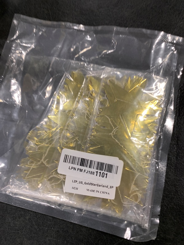 Photo 1 of 105 Feet Gold Star Garland, 8 Strands Glitter Paper Star String, 2.4 Inch Hanging Star Decorations for Christmas Tree, Birthday Party, Wedding, Ceiling Decor, Gold Paper Stars for Party Decor