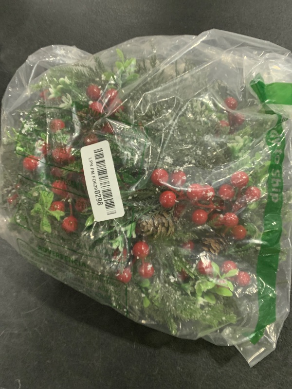 Photo 1 of [Snowy] 6 Pcs 9" Christmas Candle Rings Wreaths, Real Touch Cedar Wreath with Cypress Snowy Pinecones & Red Berry Christmas Candle Ring Holder Mini Wreath for Home Kitchen Table Centerpiece Decor