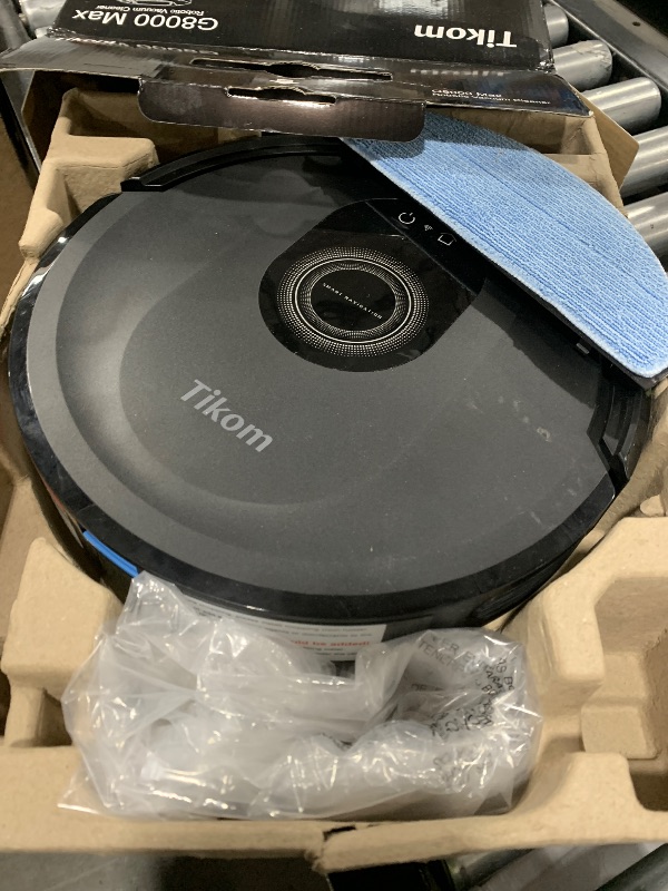 Photo 1 of **INCOMPLETE** SEE NOTES** Tikom Robot Vacuum and Mop Combo, 5000Pa Robotic Vacuum Cleaner, 150 Min Max, App & Remote Control, Ideal for Hard Floor, Carpet, Pet Hair, Self-Charge(G8000 Max)