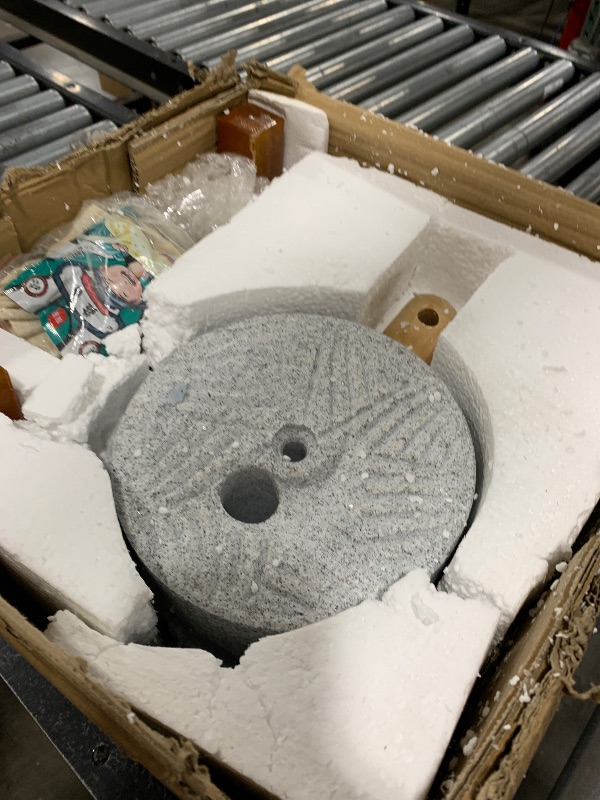 Photo 1 of Stone Grain Mill Grinder for Home - Handmade Countertop Wheat & Flour Disk Grinder with Wooden Stand for Bread, Tortillas, Spices