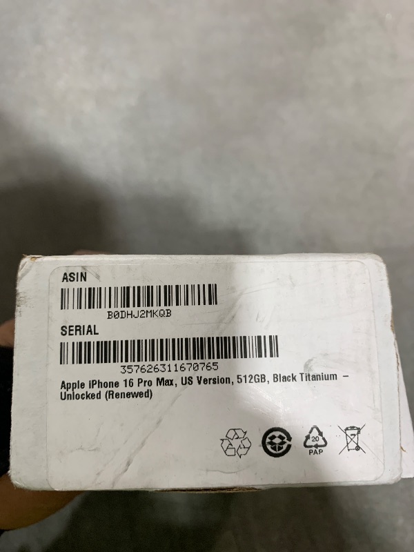 Photo 1 of Apple iPhone 12, US Version, 512GB, Black Titanium - locked (Renewed)