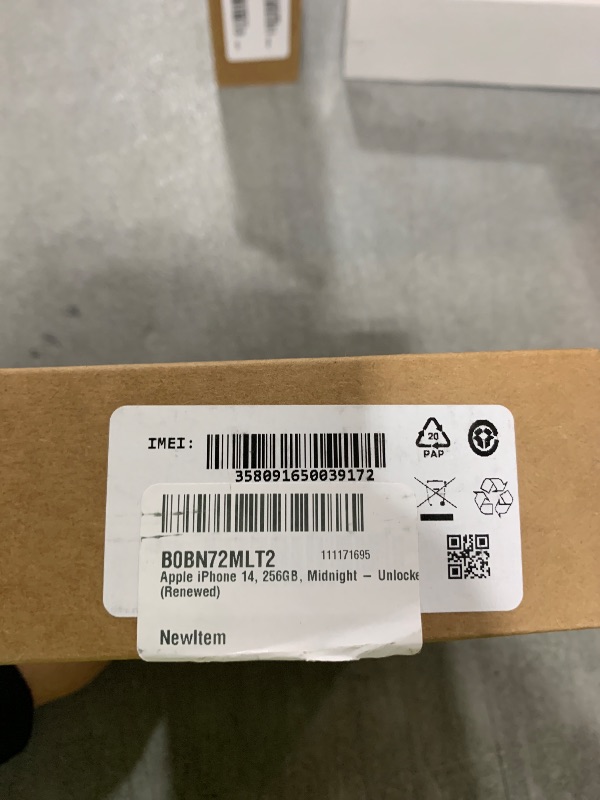 Photo 1 of Apple iPhone 14, 256GB, Midnight - Unlocked (Renewed)