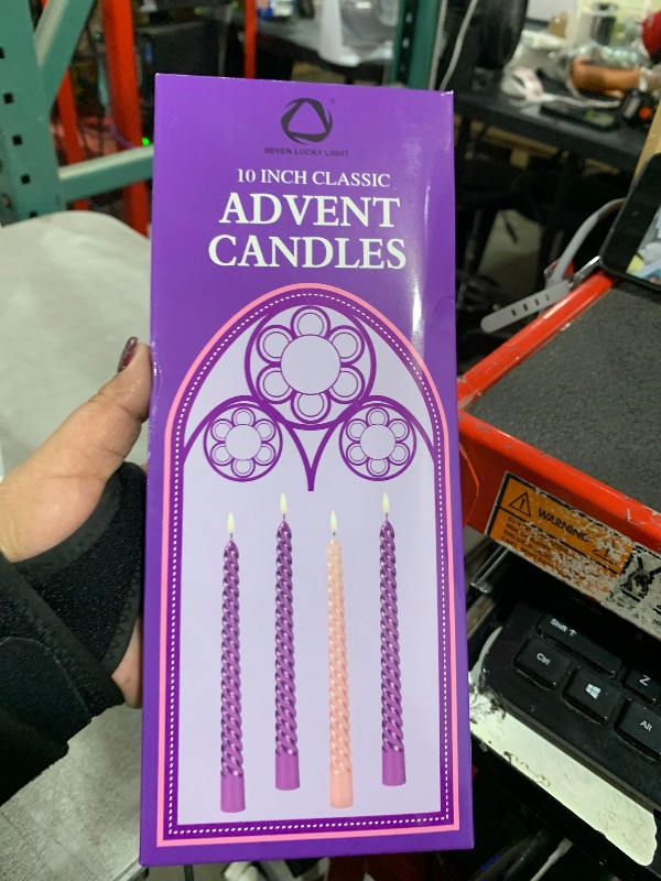 View 2 of 10 inches Advent Candles Set of 4,Ture Dripless Advent Wreath Candles,Velas de Adviento Nativity Scene Candlesticks, Elegant Non Toxic Candle Sticks