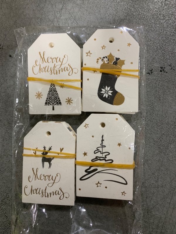 Photo 1 of 100 Pack Fashion Christmas Gift Tags? Xmas Fashion Gift Tags with Jute Twine Baker Twine for DIY Xmas Holiday Present Wrap Stamp and Label Package Name Card
