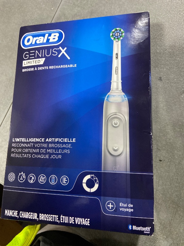 Photo 1 of Oral-B Genius X Limited Rechargeable Electric Toothbrush with 1 Replacement Brush Head, Travel Case, White