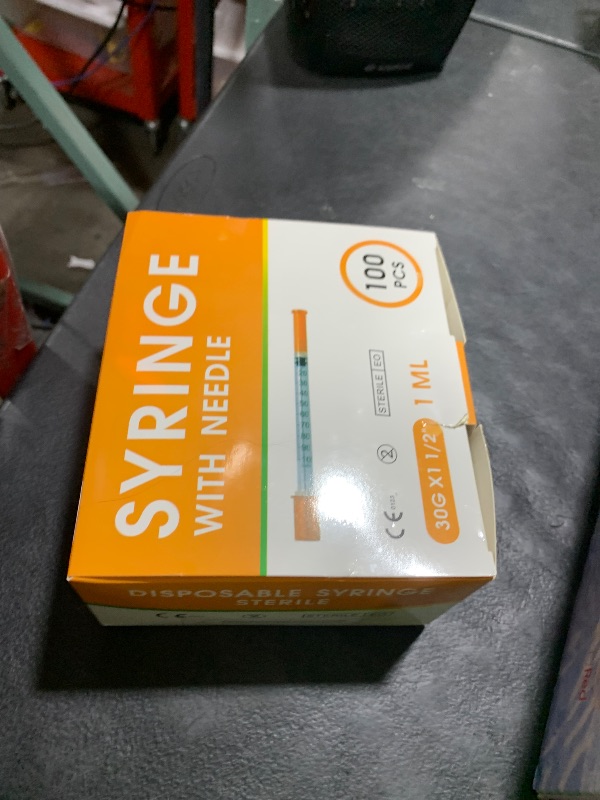 Photo 1 of 100 Pack 1ml Syringes with Needle-30Ga 0.5 Inch, Individually Sealed Packaging