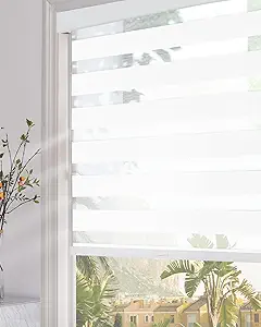 Photo 1 of Persilux Blackout Cordless Zebra Blinds for Windows (71" W x 72" H, White) with Upgraded Cassette Light Filtering Dual Layers Sheer Shades Thermal Insulated Window Shades for Home and Office