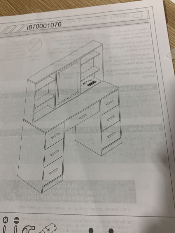 Photo 1 of Makeup Vanity with Lighted Mirror, Jewelry Storage Shelves & Power Strip, 3 Lighting Modes, White +++VIEW DESCRIPTION