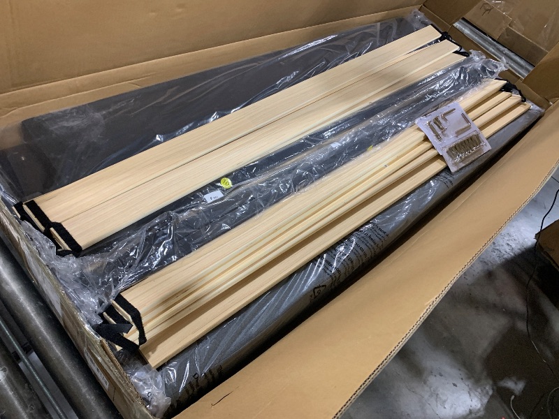 Photo 1 of HAOARA Full Size Platform Bed Frame with Upholstered Button Tufted Headboard, Mattress Foundation with Wooden Slat Support, Noise Free, No Box Spring Needed, Easy Assembly, Dark Grey