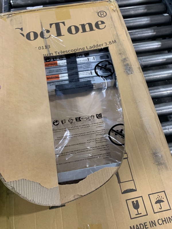 Photo 1 of Telescoping Ladder, SocTone 12.5 FT Aluminum Lightweight Extension Ladder with 2 Triangle Stabilizers, Heavy Duty 330lbs Max Capacity, Multi-Purpose Collapsible Ladder for RV or Outdoor Work