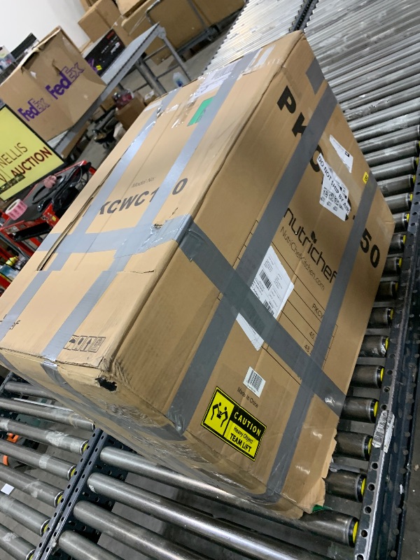 Photo 1 of NutriChef Compressor Refrigerator White & Red Chiller Countertop Cooler-Freestanding Compact Mini Wine 15 Bottle Capacity, Digital, Glass Door, Black, Quiet Operation Fridge Touch Temperature Control