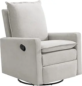 Photo 1 of Oxford Baby Uptown Upholstered Swivel Glider & Recliner Nursery Chair, Sand
