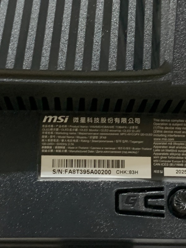 Photo 1 of SCREEN IS HEAVILY DAMAGED SELLING FOR PARTS**************** msi MPG 491CQPX QD-OLED 49-inch QD-OLED 5120 x 1440 (DQHD) Computer Monitor, 240Hz, Adaptive-Sync, HDMI, Display Port, VGA Port, VESA Mountable, Tilt, Height Adjustable, Speaker, 0.03ms, Black