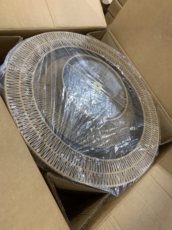 Photo 1 of Tunkayli 25.68” Large Rattan Chandelier Light Fixture 8-Light Vintage Farmhouse Coastal Rattan Chandelier 5-Tier Hand-Woven Boho Bamboo Gold Chandeliers for Dining Room, Kitchen, Living Room, Entryway