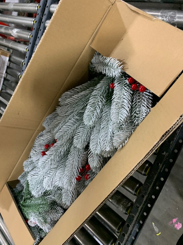 Photo 1 of 9 FT by 12 Inch Christmas Garland Decorations Realistic-Feel PE Xmas Garland with Thicker Lifelike 270 Branchs Tips for Fireplace Door Stairs Home Outdoor Decor (White)